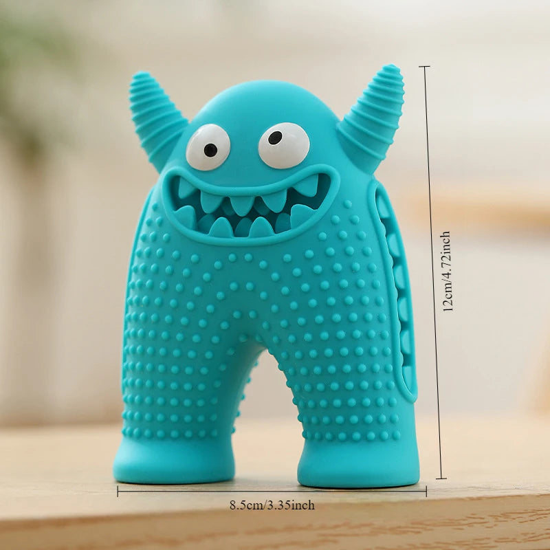 Dog Molar Toy Food Grade Silicone BPA Cute Little Monster Dog Tooth Cleaning Interactive Bite Resistant Sound Toy Pet Supplies