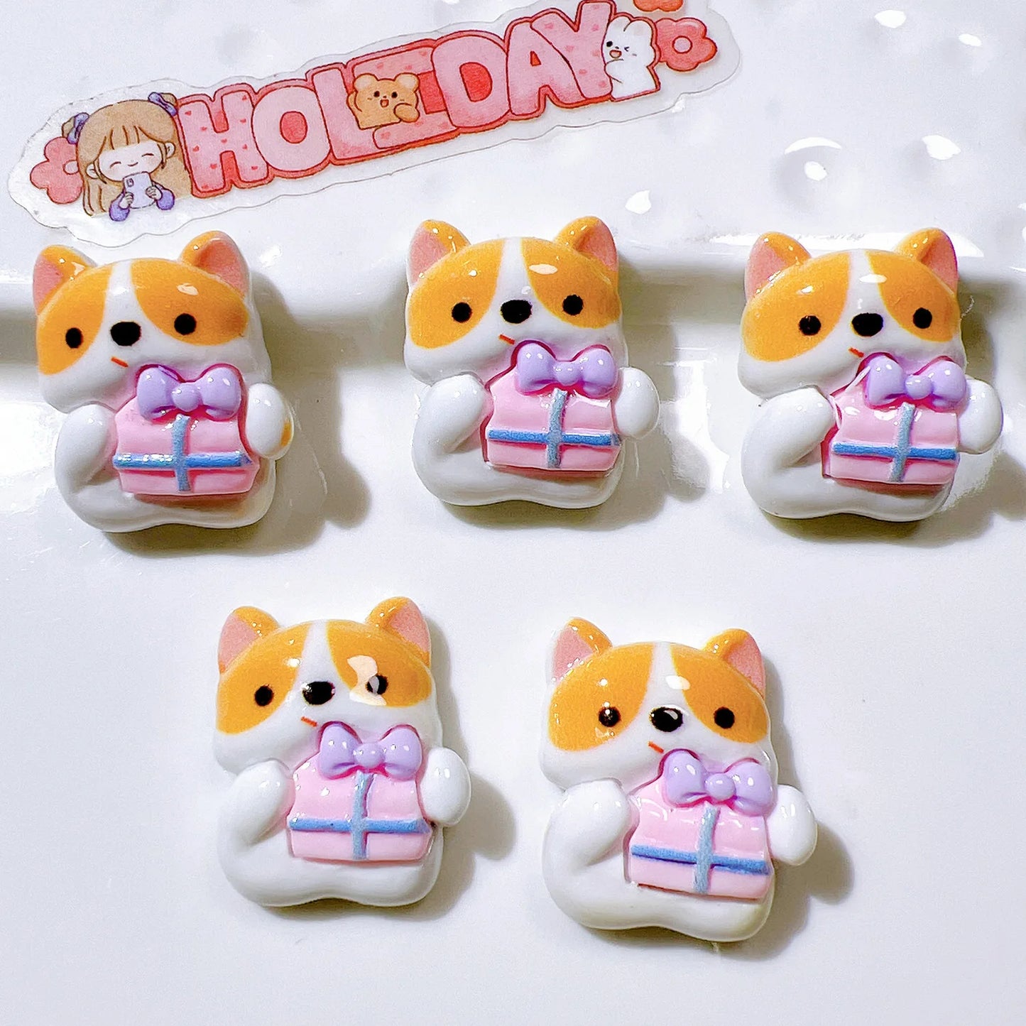 5pcs Cute Cartoon Corgi Magnetic Refrigerator Stickers - Dog Shape, Perfect for Blackboards & Message Boards Playful Design