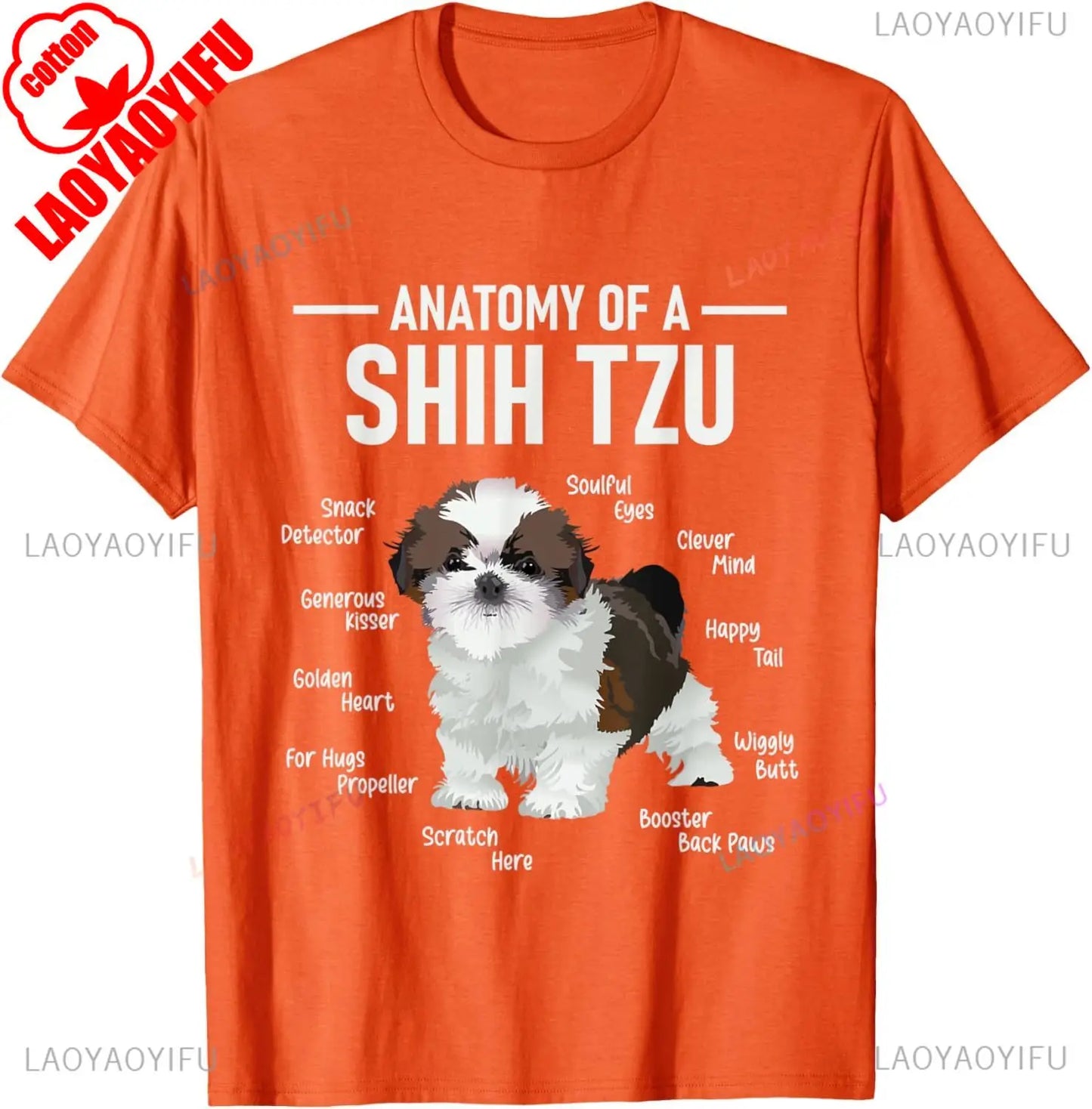the SHIH TZU ANATOMY - Anatomy of Shih Tzu Animal Dog Breeder Canine Lover T-Shirt, Regular Short Sleeve Tops, O-Neck Casual Style Summer Cotton Tee