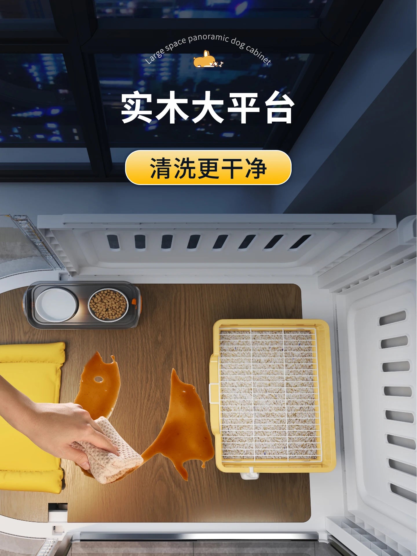 the GALAXY DOGHOUSE - New Kennel Luxury Villa, Pet Dog Cage, Small Dog Indoor Household Large Space Dog Villa with Wheels