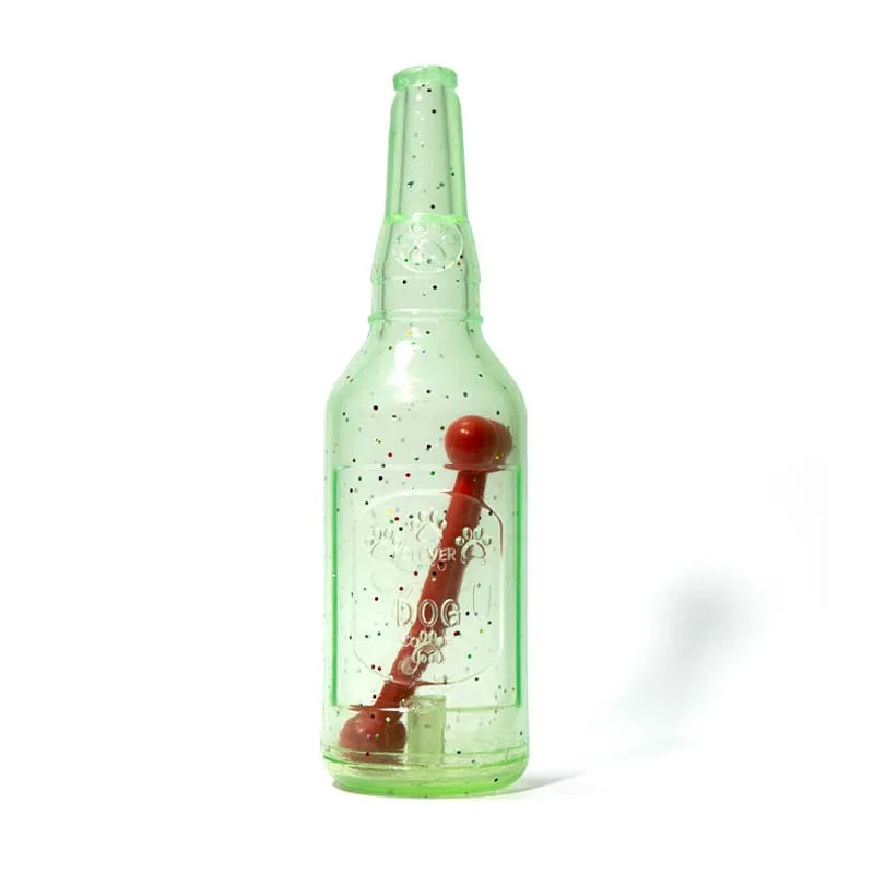 Pet Chew Toy Summer Floating Rubber Bottle For Puppy Interactive Teeth Cleaning Dog Squeaky Toy With Bone Dogs Toys