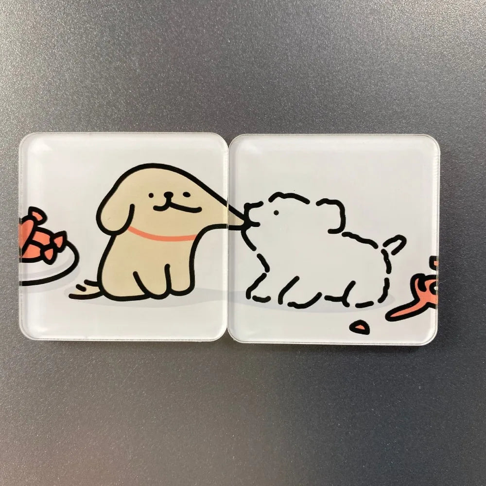 2pcs Cute Lover Dog Jigsaw Refrigerator Magnets Cartoon Fridge Blackboard Whiteboard Photo Message Magnets Decorative