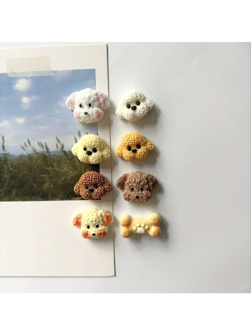 Resin refrigerator stickers of cute little dogs and cats, animal heads with magnets, lovely magnets as gifts and presents.