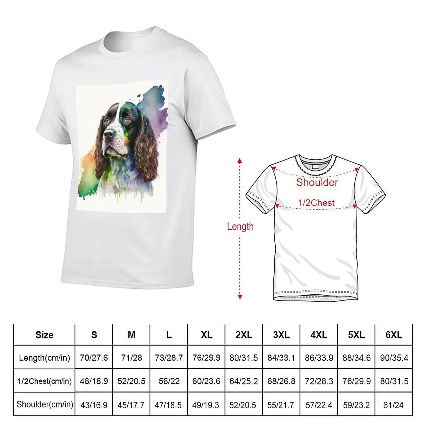 the SPRINGER SPANIEL - Watercolor English Springer Spaniel Digital Art T-Shirt