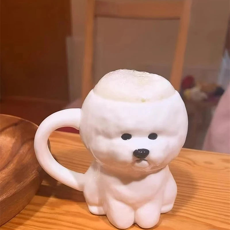 the PAWSNOW PUP MUG - 1Pc White Puppy Ceramic Mug, Creative Cute Little Dog Office Water Drinking Coffee Cup, Birthday Gifts, Couple Cups, Home Daily Use