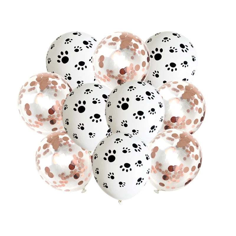 10pcs 12inch White Black Ballons Dog Cat Animals Pet Paws Latex Balloons Happy Birthday Party Baby Shower Decoration Kids Toy