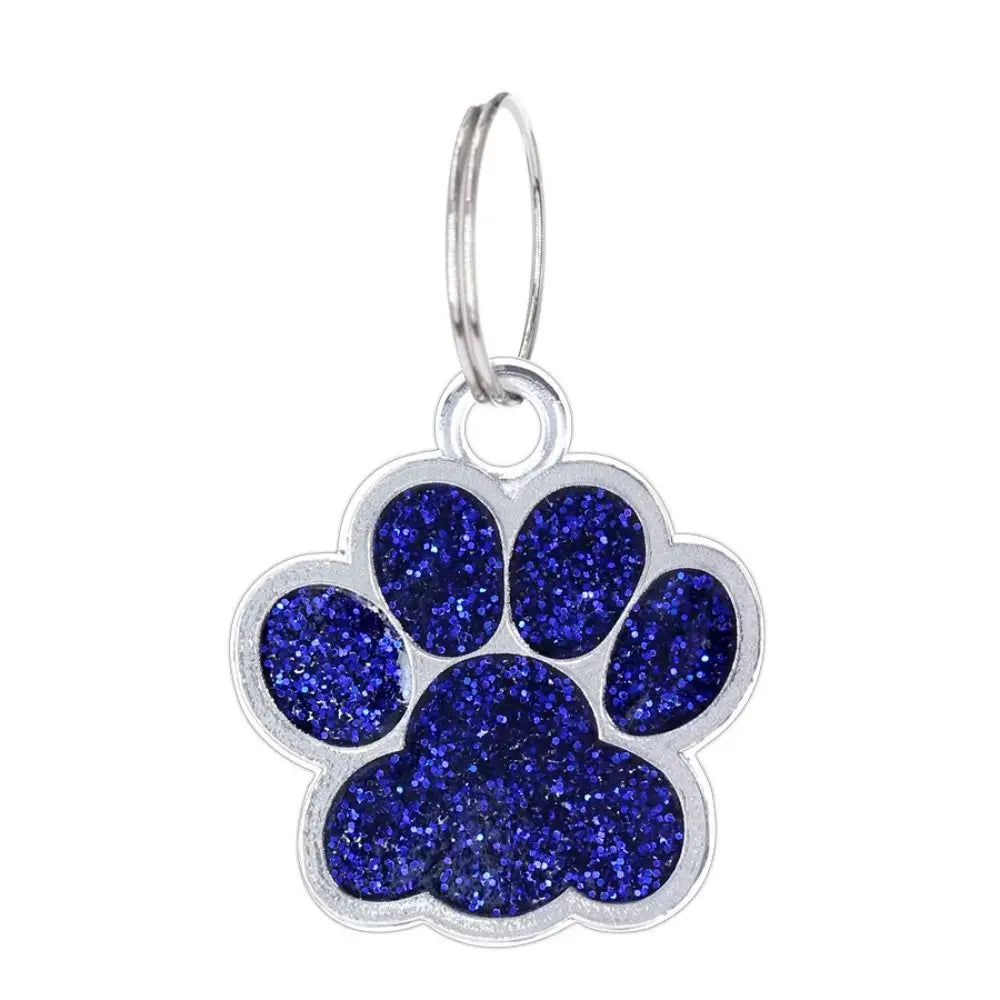 Cat Dog Paw Print Dog Cat Tags Personalized Anti-Lost Pet Glitter Pendant Exquisite with Hook Pet Collar Tag Pendant Kitten