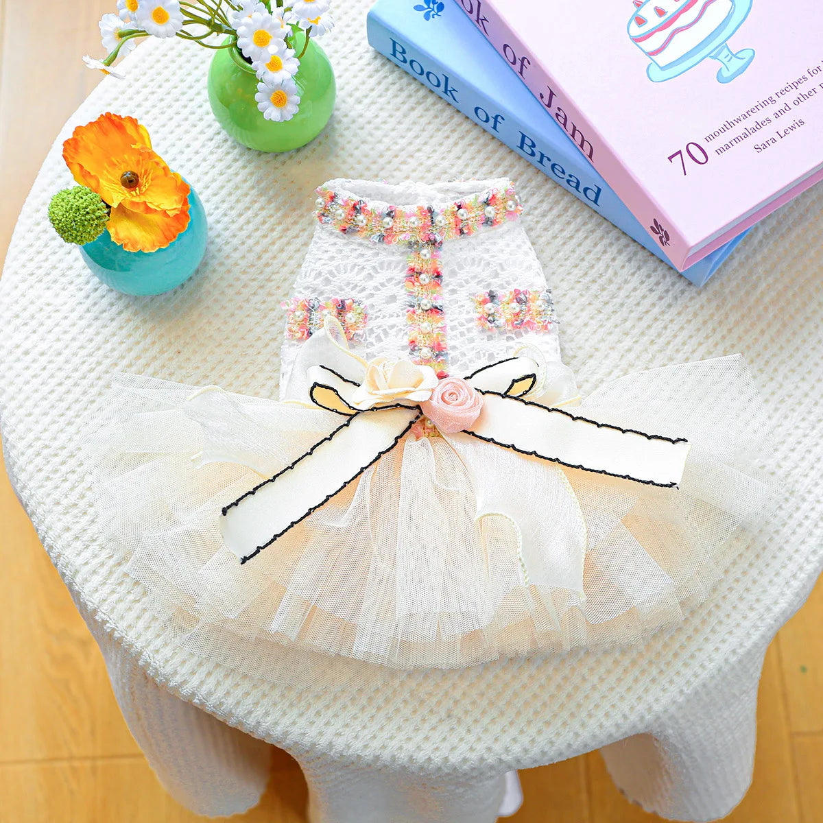 Fancy Bowtie Pet Dress For Dogs Spring Summer Puppy One Piece Apparel Girl Female Luxury Formal Cat Wear Yorkshire Terrier Item