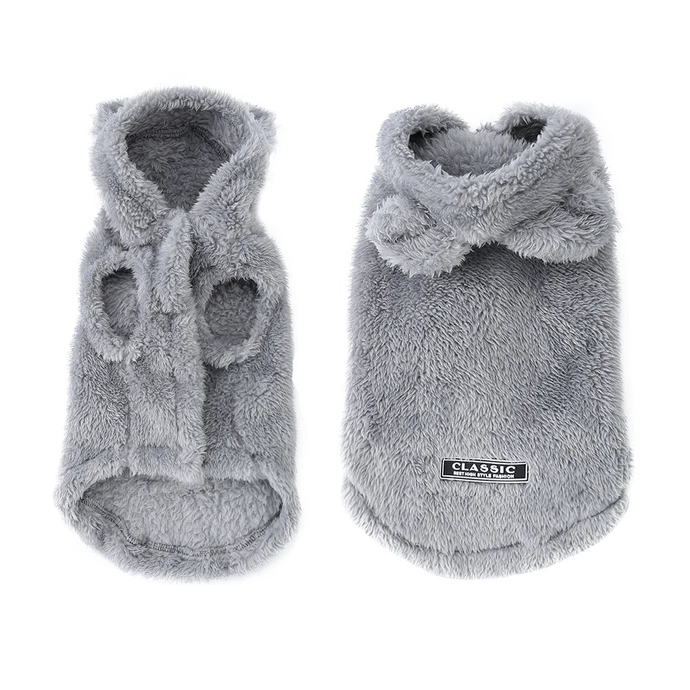 Cozy Pet Clothes Winter Soft Fleece Puppy Sweater For Small Medium Dogs Cats Cute Ear Hooded Jacket Coat Yorkshire Pug Apparel