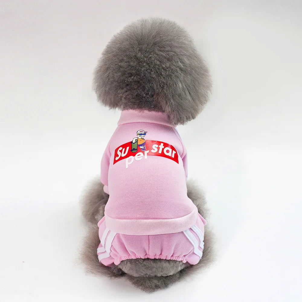 Pet Clothes for Dogs and Cats 4-Leg Hoodie Coat Pet Vest Puppy Clothes Print Design Apparel 5 Sizes Dog Clothes Dog Accessories