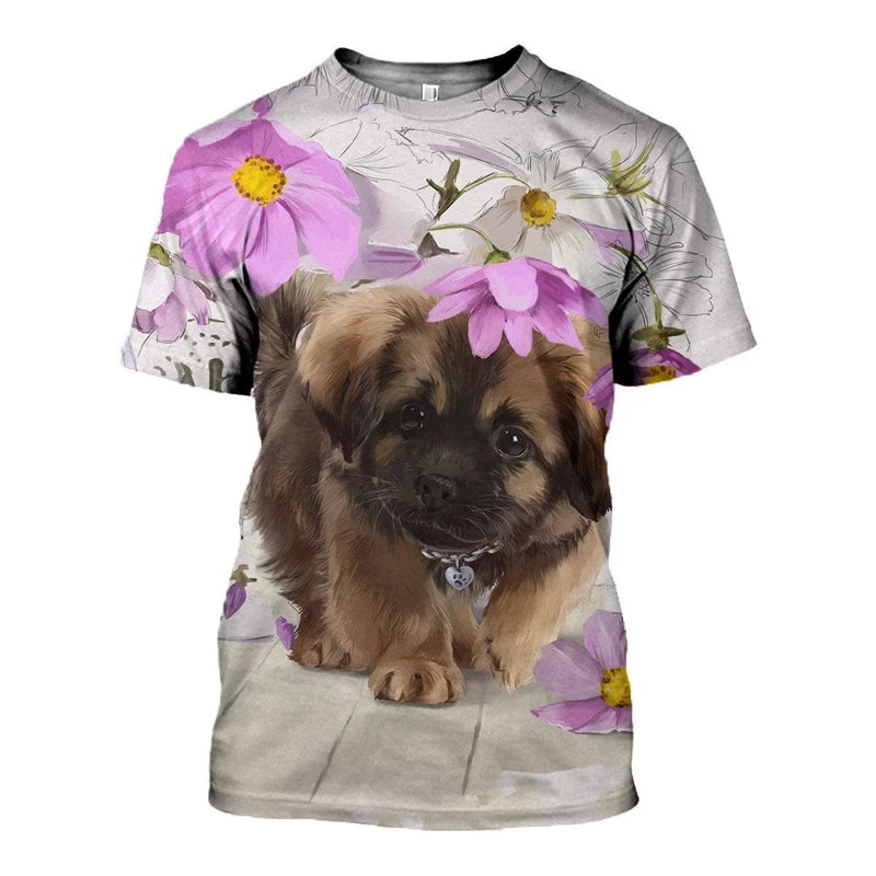 the AMERICAN DOG - Fashion 3D Dog Pet Print Men's T Shirt Casual O-neck Loose Short Sleeve Tops Fashion Trend Summer Oversized T-shirt Men Clothing