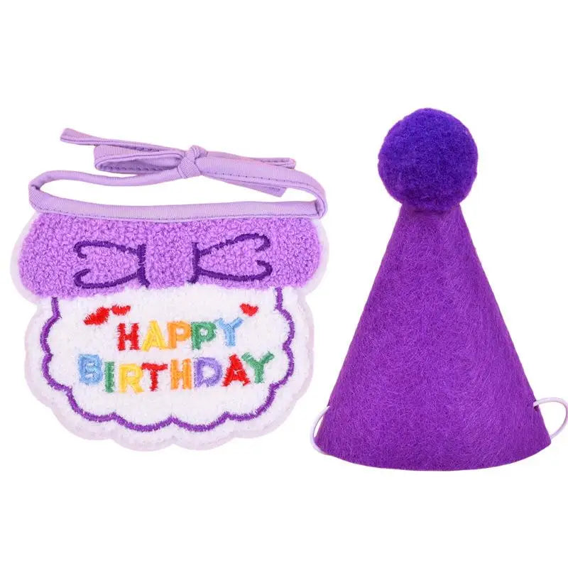 Cute Pet Cat Dog Birthday Scarf Hat Set Cat Birthday Party Supplies For Small Medium Pets Pet Scarf Birthday Hat Accessories