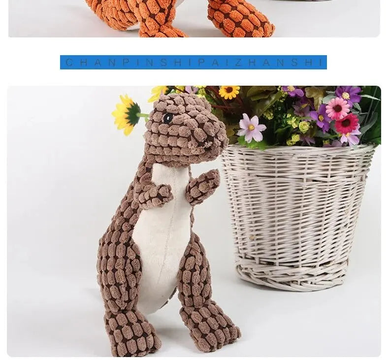 JurassicChomp Plush™ | Dinosaur-Shaped Plush Dog Toy for Small Dogs | Dog Paw Clothing
