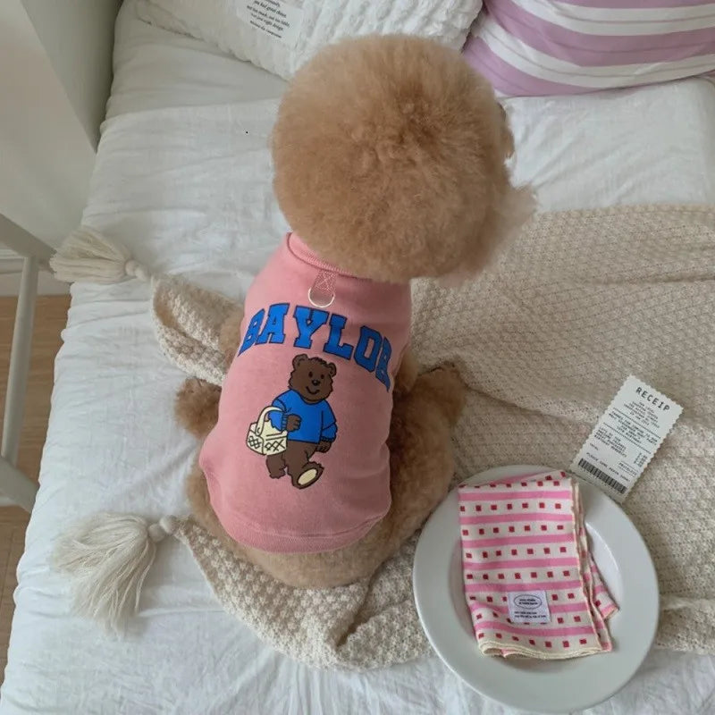 Winter Pet Clothes Cotton Bear Letter Print Costume Dog Hoodies Chihuahua Bichon Clothing Puppy Warm Dog Coat for Large Dogs