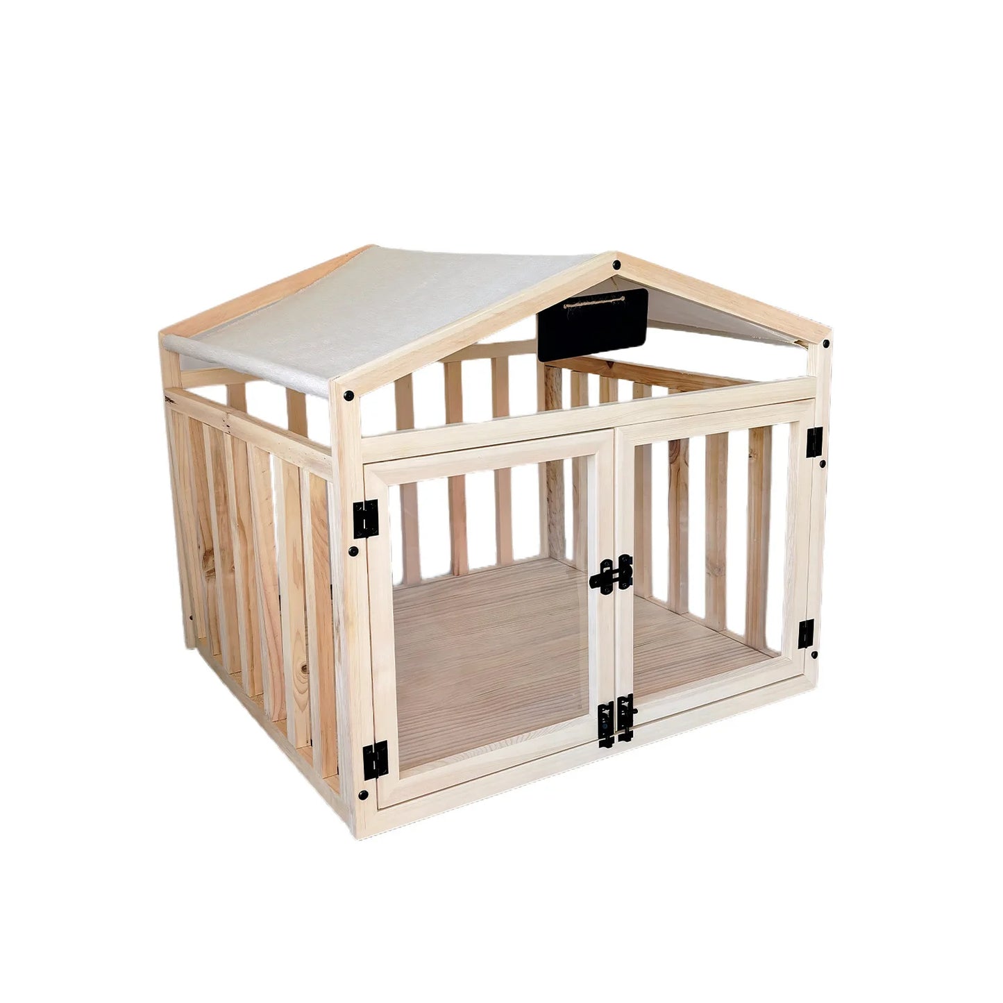 the WOODEN DOGHOUSE - Doghouse, Dog Cage, Wooden Enclosed Pet Fence for Small/Medium/Large Dogs, Indoor/Outdoor Kennel, Playpen Barrier