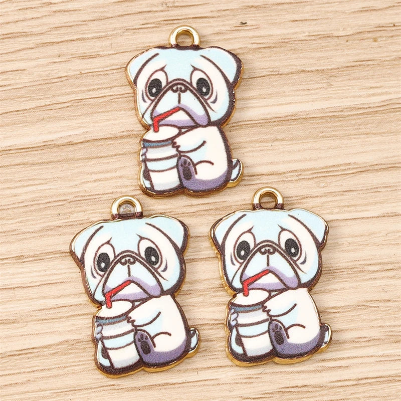 10pcs 15x22mm Cartoon Animal Charms Enamel Dog Charms for Jewelry Making Earrings Pendants Necklaces Bracelets DIY Crafts Supply