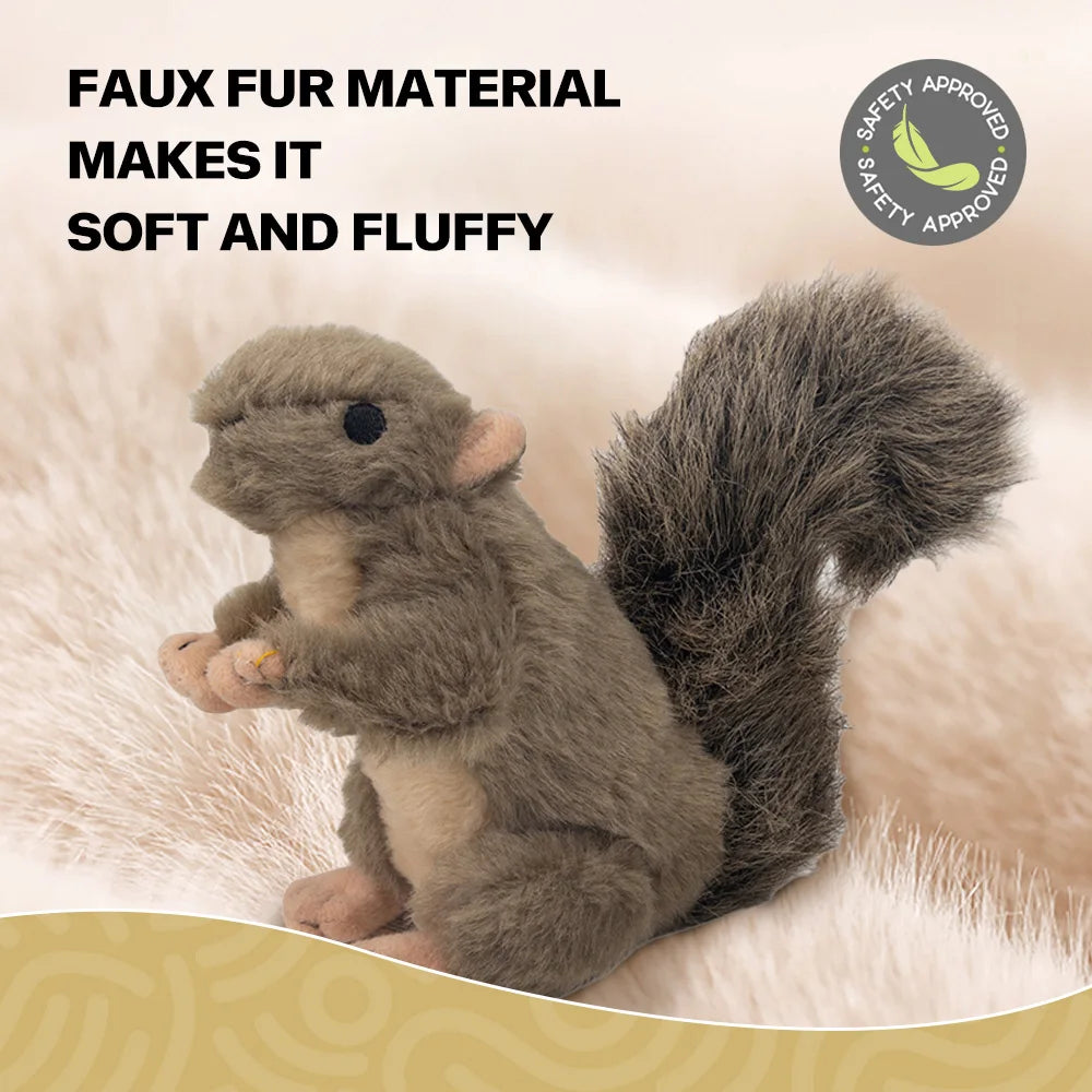 All For Paws Dog Faux Fur Squirrel Toys For Dogs Animal Realistic Squeaker Wildlife Fleece No-Toxic Dolls Pet Accessories
