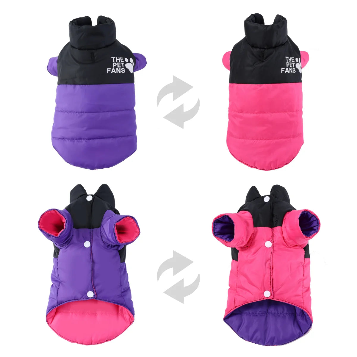 Reversible Dog Jacket For Small Medium Dogs Waterproof Pet Clothes For Winter Warm Pets Outfits Chihuahua Yorkshire Pug Costume