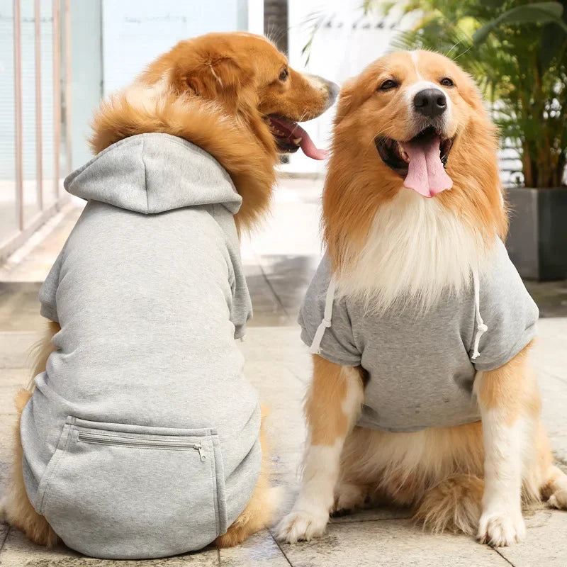 Big Dog Hoodies Autumn and Winter Pet Zipper Pocket Hoodies for Large Medium Sized Dog Clothes Pet Clothing