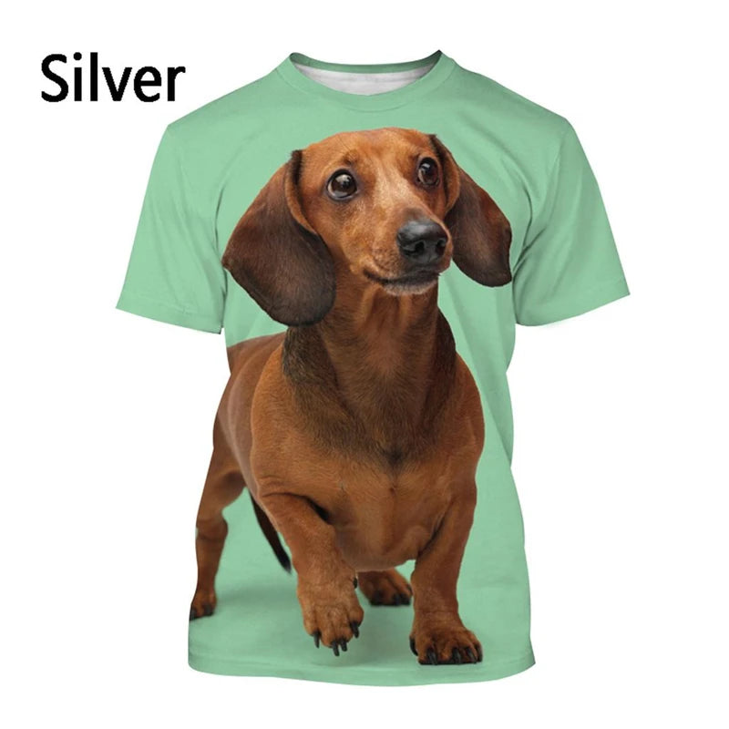 the DACHSHUNDS - Dachshund 3D Printed T-Shirt, Men/Women Summer Funny Dog Graphic T-Shirts, Casual Harajuku Style Kids O-Neck Tee Tops Clothing