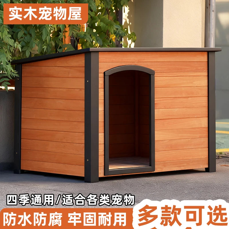 the GOOD DOG DOGHOUSE - Large Dog Kennel, Outdoor Semi-Enclosed Kennel, Winter Outdoor Doghouse, Rainproof and Cold-Proof Luxury Dog Villa