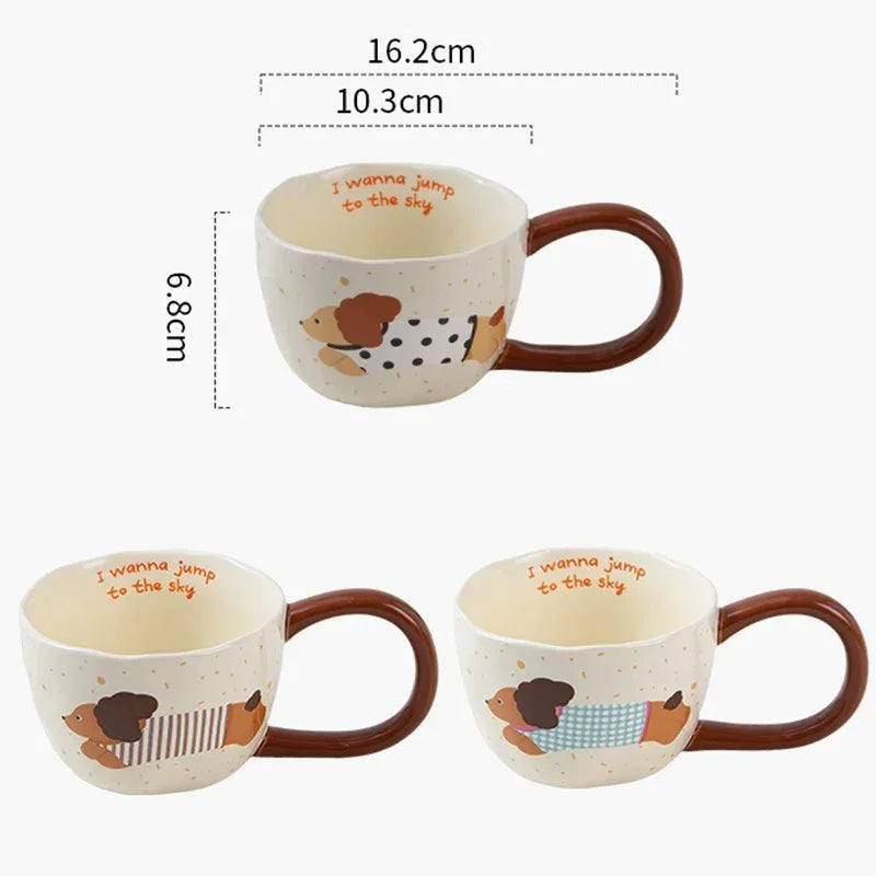 the PAWS & PUP COFFEE MUG - 300ML Ceramic Mug, Cartoon Cup, Cute Puppy Pattern Coffee Cup, Juice Breakfast Milk Oats Mug, Yogurt Office Student Drinkware Gift