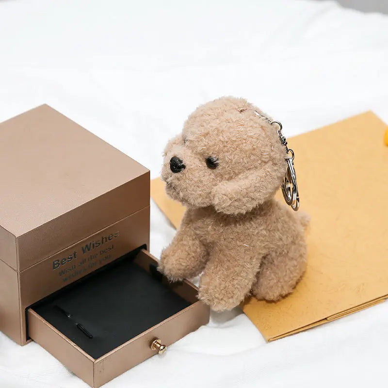Cute Teddy Dog Plush Keychain Small Pendant Kids Toys Backpack Hangings Stuffed Animals Christmas Birthday Gifts