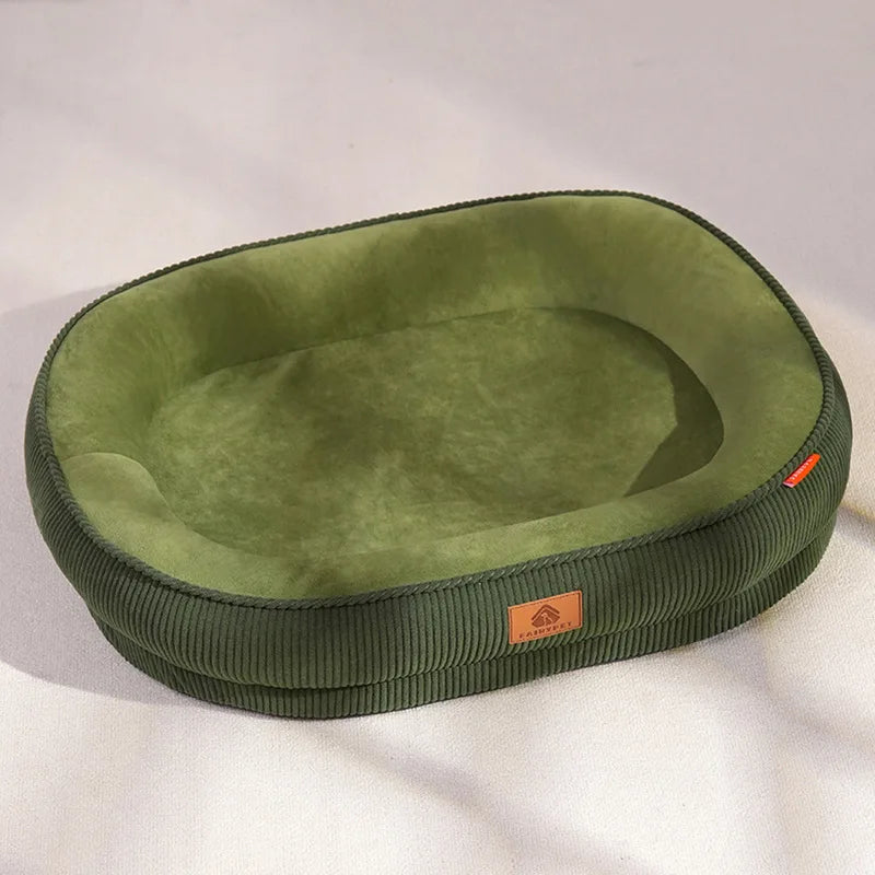 Corduroy Dog Bed Removable Washable Dogs Mat Winter Thickened Warmth Dogs Pad Soft Plush Anti-slip Pet Sofa Bed Dog Accessories