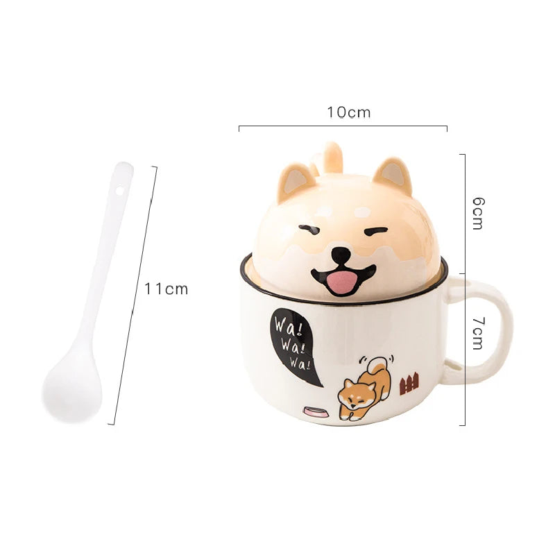 the PAWSIP SHIBA DUO MUG - Shiba Inu Cat Coffee Cup, Home Cartoon Animal Decoration Cup, Creative Couple Ceramic Cup, Afternoon Tea Breakfast Milk Tableware