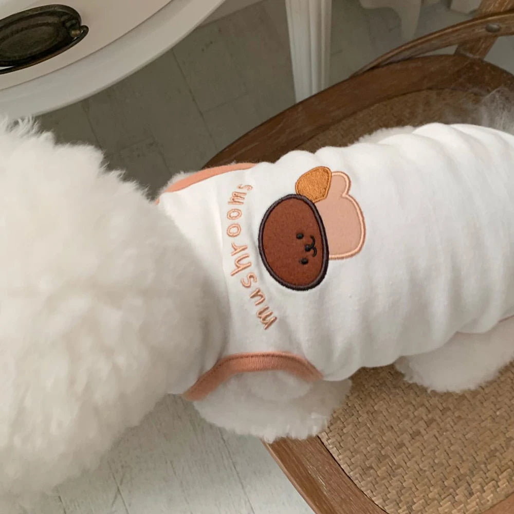Comfortable White Dog Shirt Embroidery Teddy Pet Cat Sunscreen Shirt Puppy T-Shirt Cat Vest Small Dog Summer Clothes