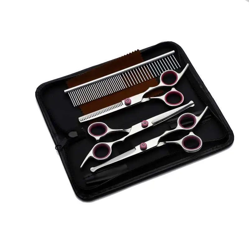 the TOTALTRIM PET KIT - 5-in-1 Dog Grooming Scissors Kit for Grooming with Safety Round Tips, Stainless Steel Thinning Shears, Dog/Pet/Cat Shears