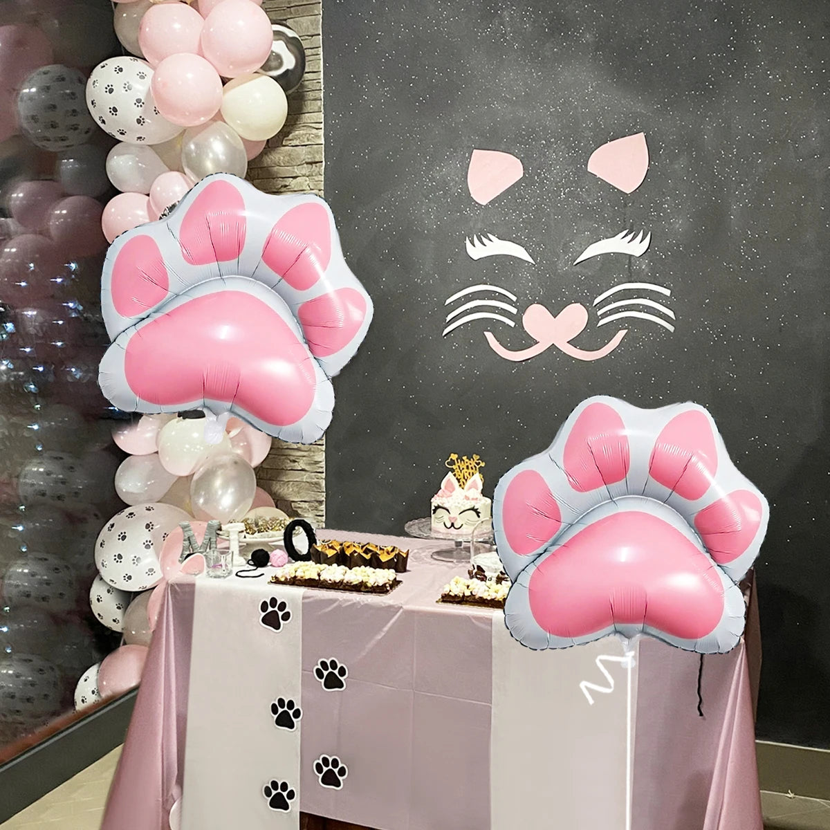 2pcs Animal Let's Pawty Pink Dog Paw Aluminum Film Balloon Cute Animal Birthday Party Baby Party Decoration Supplies