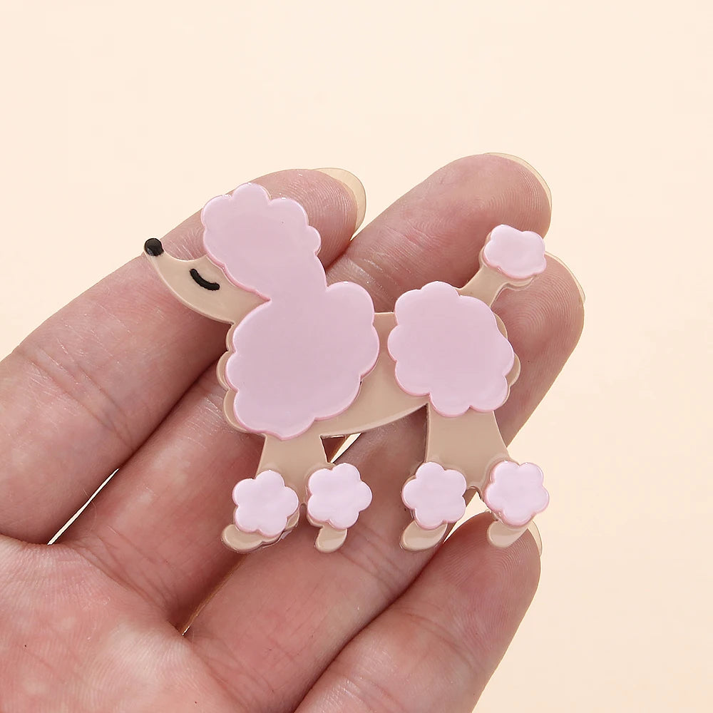 Pets Dog Pin Brooch Vintage Design Acrylic Dog Poodle Brooch for Teens Girls Women Handmade Lovely Animal Dog Brooch Jewelry