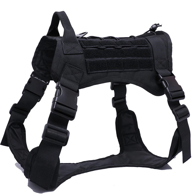 Heavy Duty Tactical Dog Harness, Military Nylon Dog Vest Adjustable Pet Vest for Large Dog Training Breathable Safety
