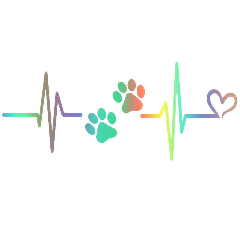 LYKX Car Sticker for Heartbeat Liveline Love Dog Paw Pet Theme Window Glass Vinyl Decal