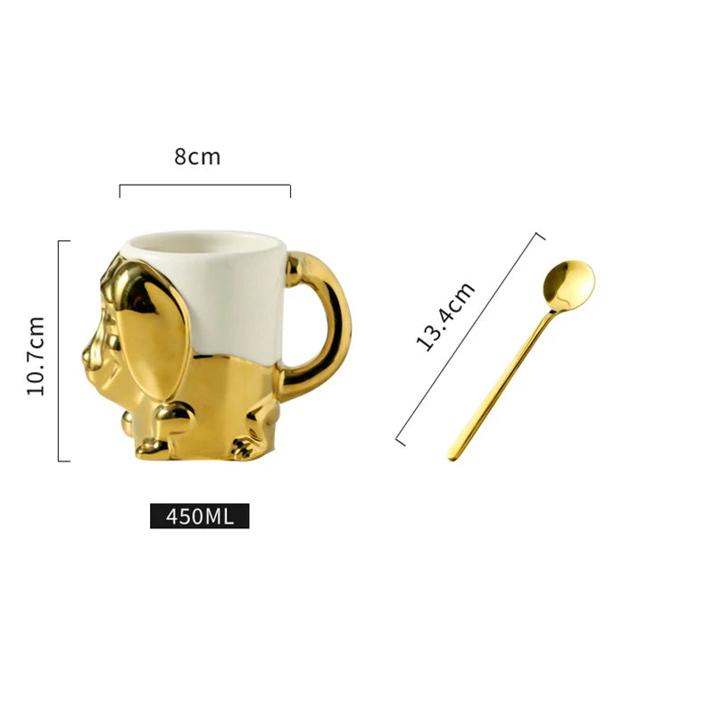 the PAWPLATED PUP MUG - 1pc Creative Stereo Dog Coffee Cup, Cartoon Animal Teacup, Gold Plated Silver Dog Ceramic Mug, Couple Gift, Oatmeal Mug, Home Decor