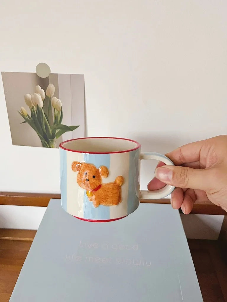 Mug Designer Hand-painted Birthday Dog Ceramic Coffee Mug Set High Appearance Level Cup Christmas Gift Birthday