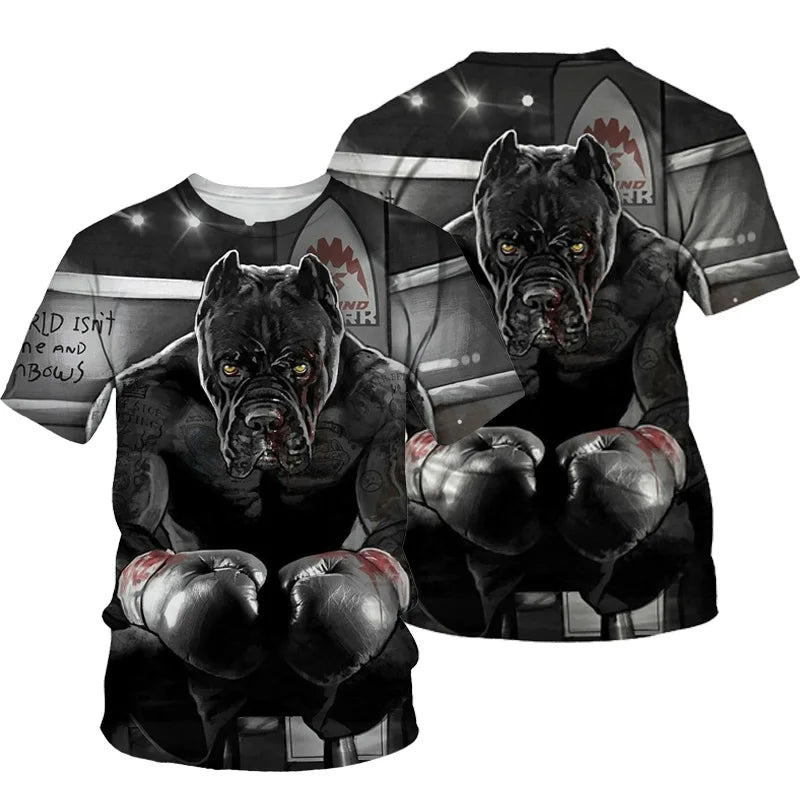 the ALPHA DAWGS - Pet Dog Boxing 3D Printing T-Shirts for Men
