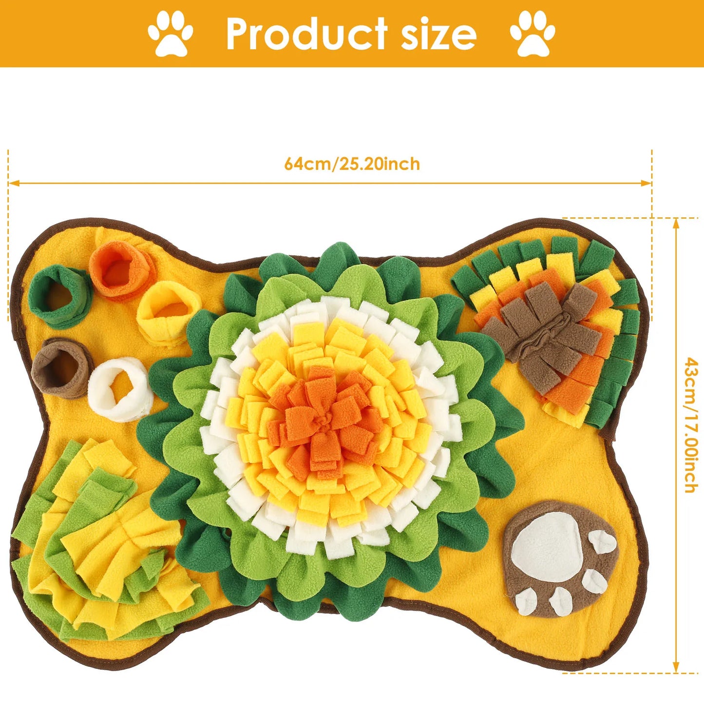 Pet Snuffle Mat Anti Slip Dogs Sniff Pad Soft Polyester Interactive Dog Treat Dispenser Mat for Pet Smell Training & Slow Feeder