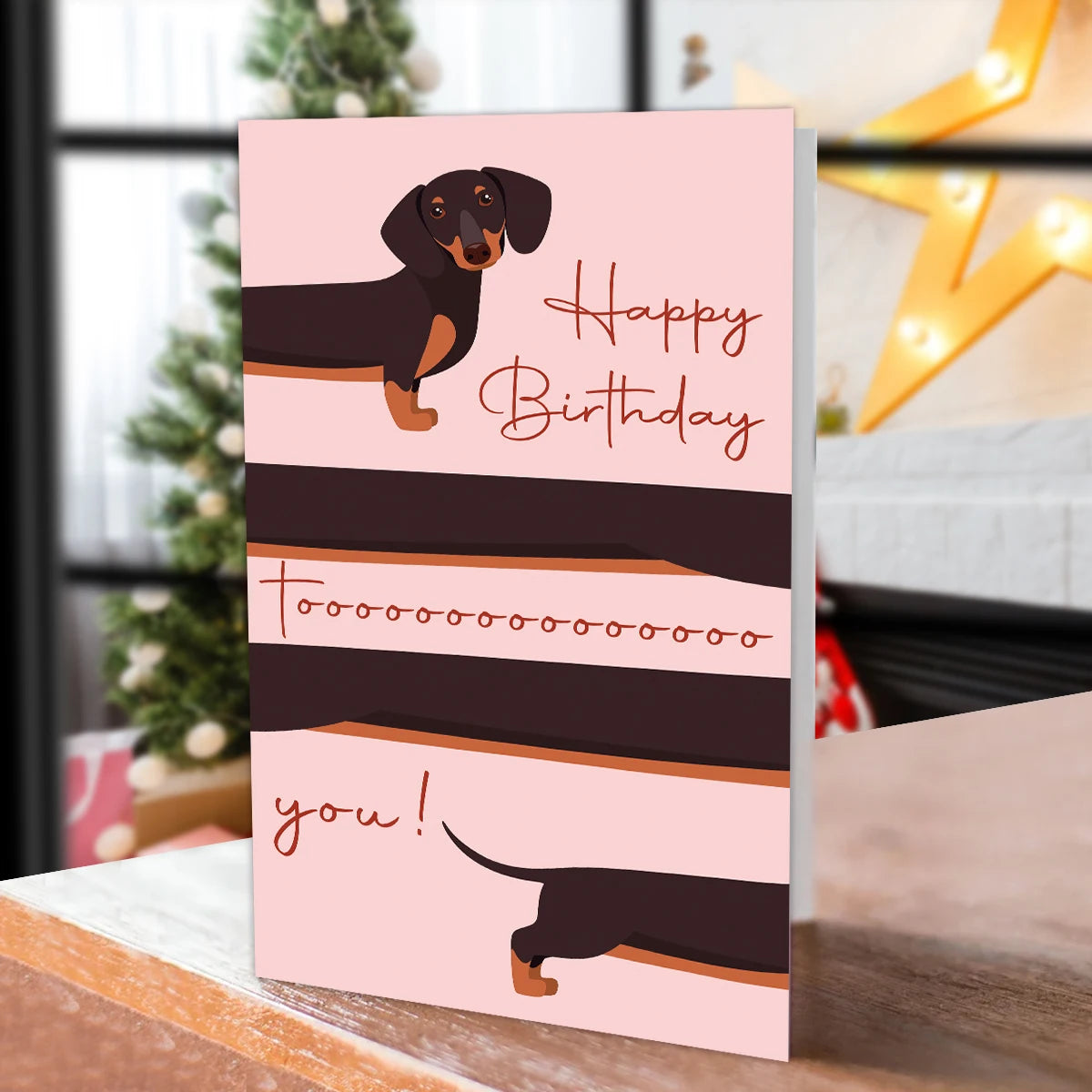 1pc Whimsical Dachshund Dog Happy Birthday Greeting Card With Envelope,For Dog Lovers,Friend,Blank Inside,Party Decor,Gift Card