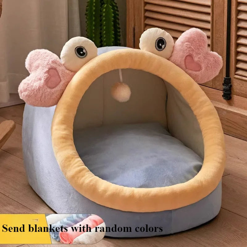 Foldable Pet House Suitable for Small Dogs and Small To Medium-sized Cats Semi Enclosed Warm Cat Bed Detachable and Washable