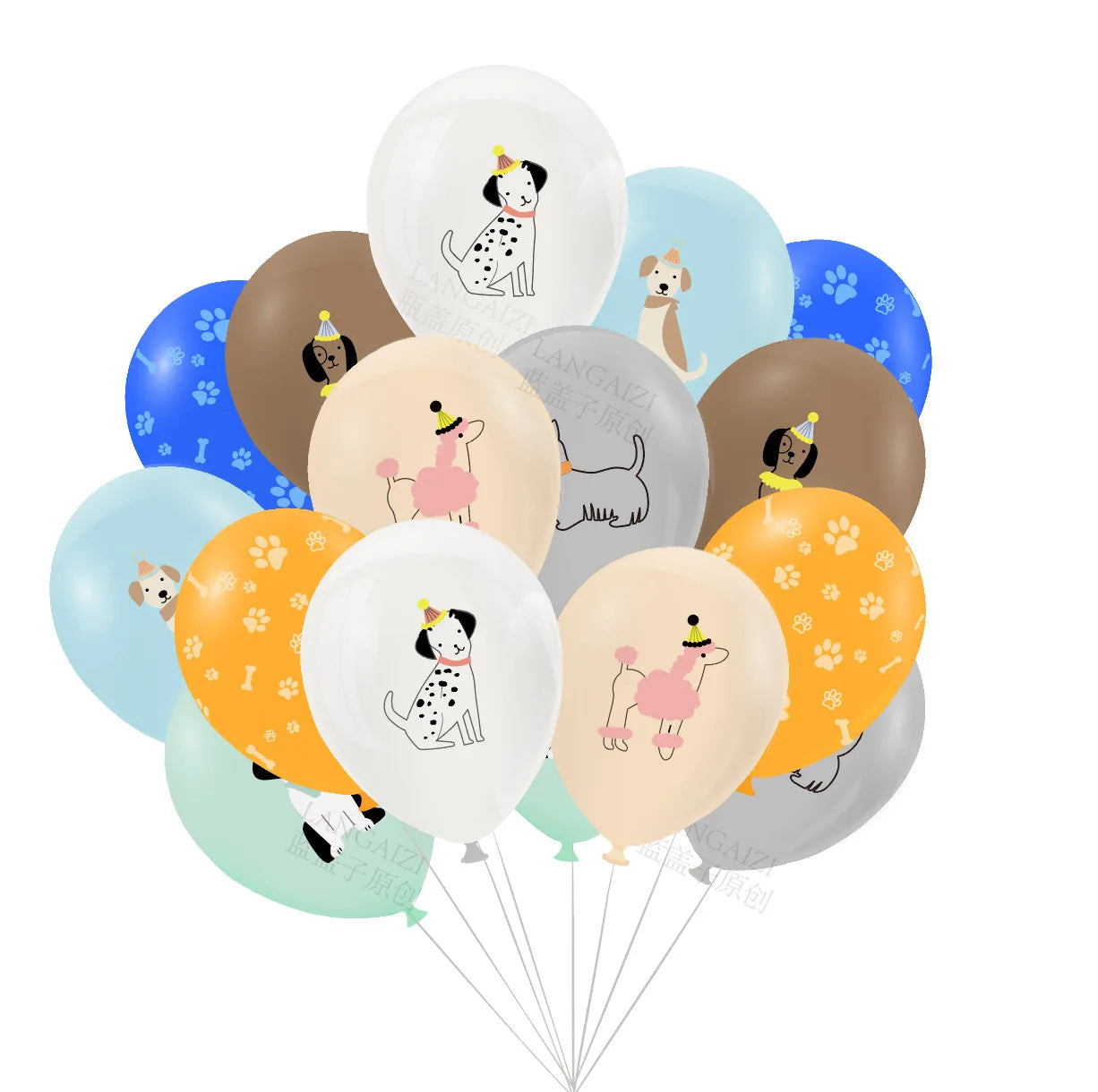 Dog Birthday Party Supplies Banner Flags Pet Dog Cupcake Toppers Dog Face Cake Toppers Puppy Theme Birthday Party Balloon Decor