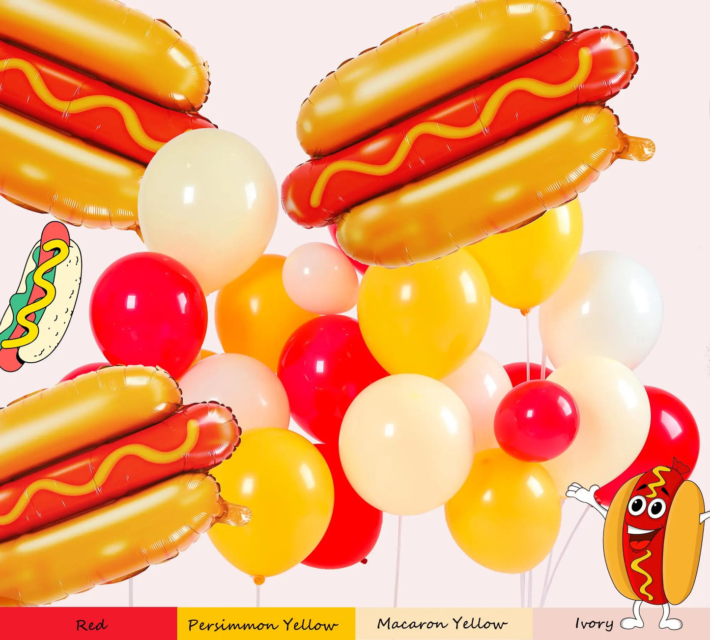 Hot Dog Theme Balloon Cartoon Style balloon for Birthday Celebration Decoration Party Supplies