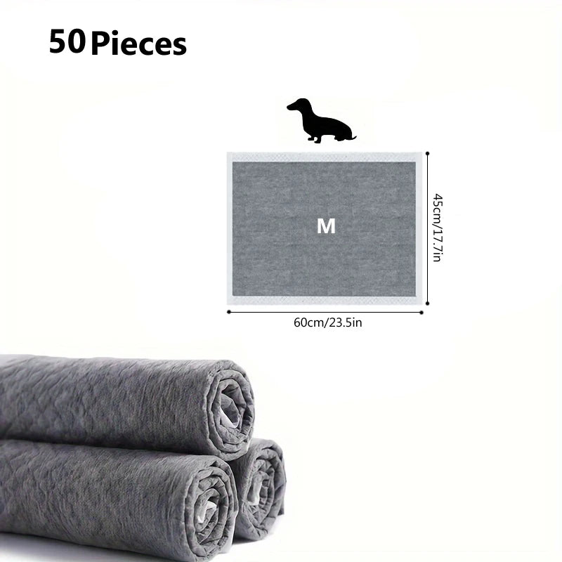 the ABSORBENT DOG PADS - 100/50/40/20PCS Absorbent Dogs Diapers, Disposable Puppy Training Pee Pads, Quick Dry Bamboo Charcoal Surface Mat, Clean Cushion