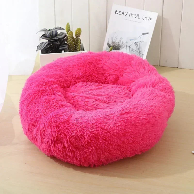 Round Dogs Bed Cat Bed House Kennel Pet Mats Soft Long Plush Mat Pet Warm Basket Cushion Cats House Sofa Machine Wash Kennel