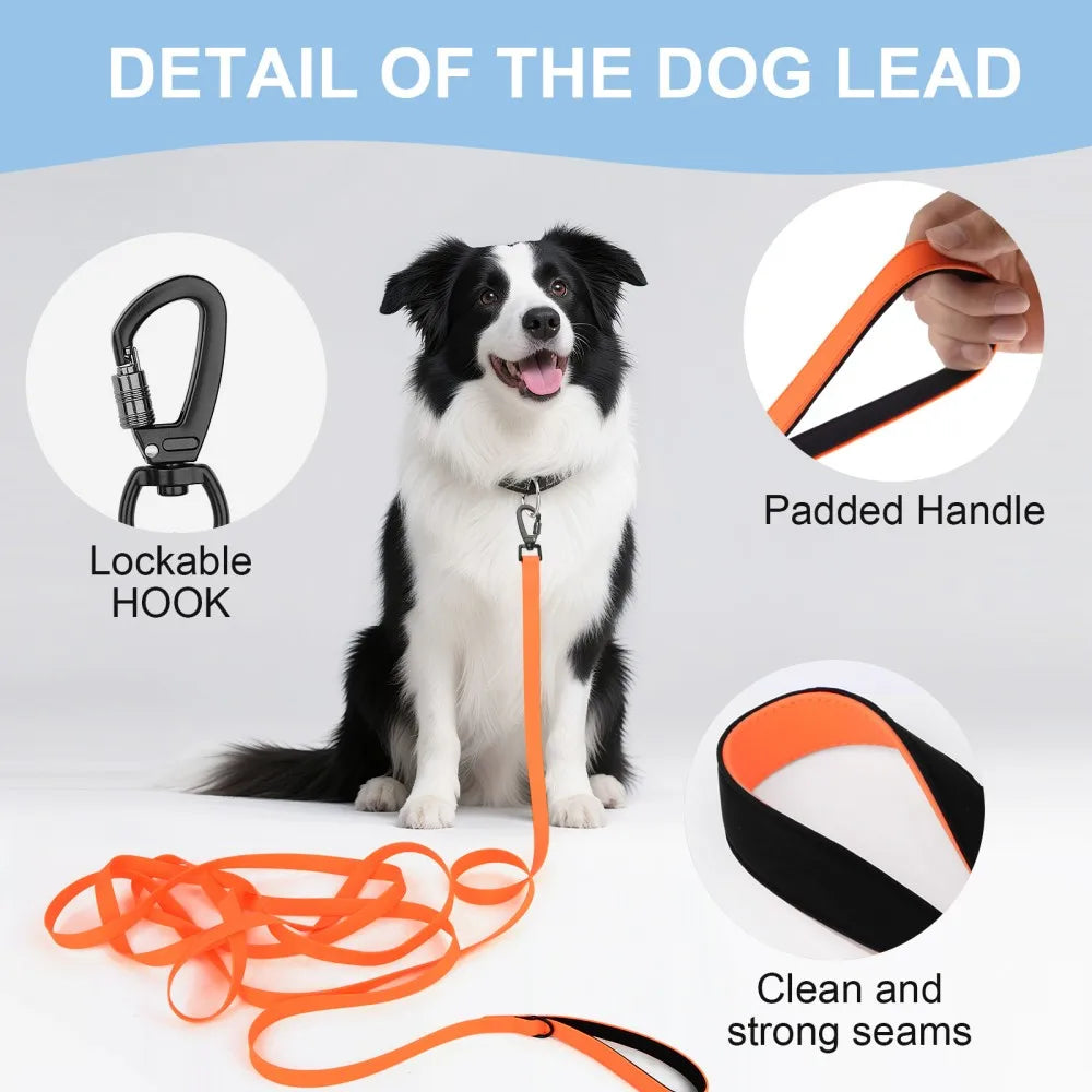 the HYDROTREK LONG LINE - Waterproof Dog Leash, 3M/5M/10M/15M/20M/30M Dog Training Leash for Outside, Durable PVC Long Line Tracking Lead with Padded Hand
