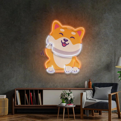 Dog Neon Sign UV Print Cute Shiba Neon Sign Pop Art Beer Bar Club Bedroom Wall Decor Kids Room Decor Gift for Dog Lover