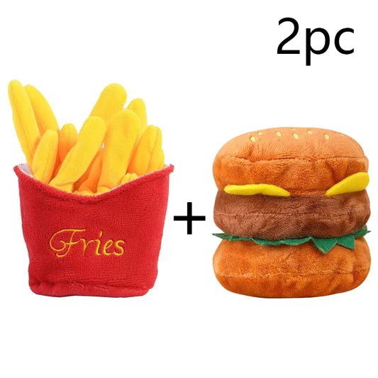 French fries+hamburger combo pet plush toy