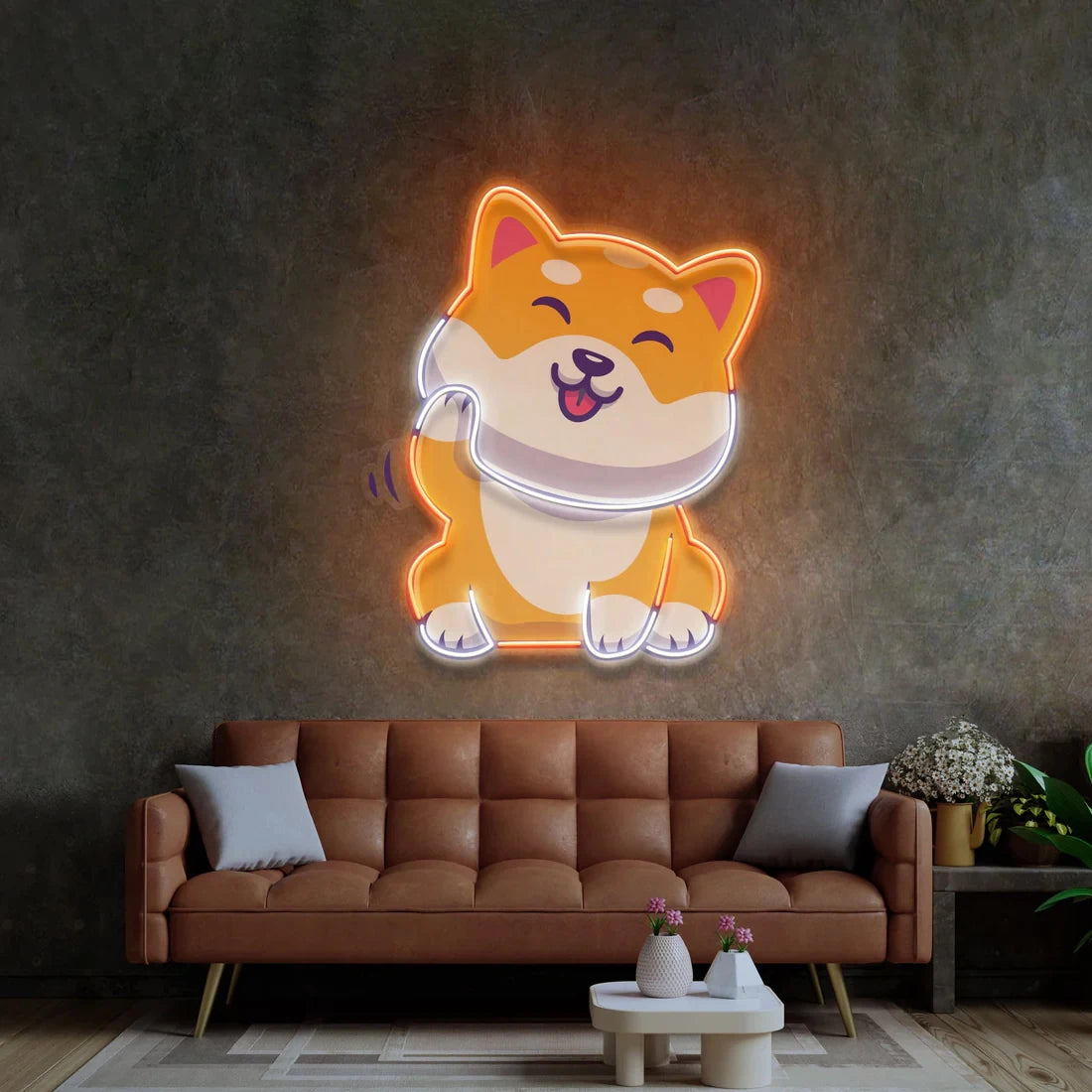 Dog Neon Sign UV Print Cute Shiba Neon Sign Pop Art Beer Bar Club Bedroom Wall Decor Kids Room Decor Gift for Dog Lover