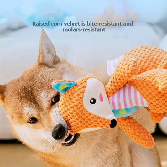 Pet Cute Fox Elephant Bite Resistant Plush Toy Is Fun and Interactive Suitable Indoor and Outdoor Use Teeth Cleaning Chew Toy